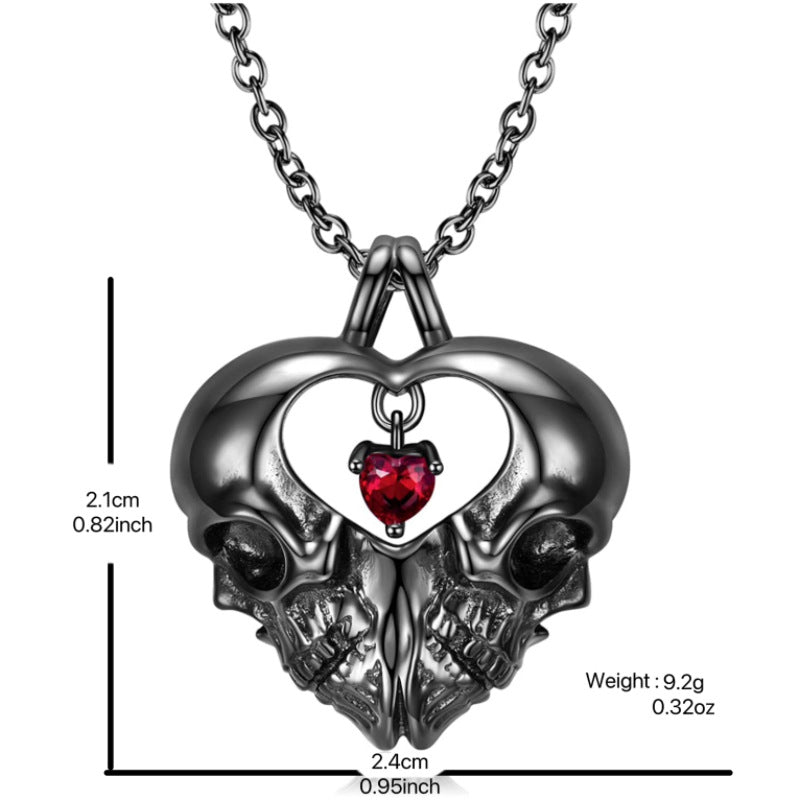 Wholesale Double sided Skeleton Heart Pendant Necklaces